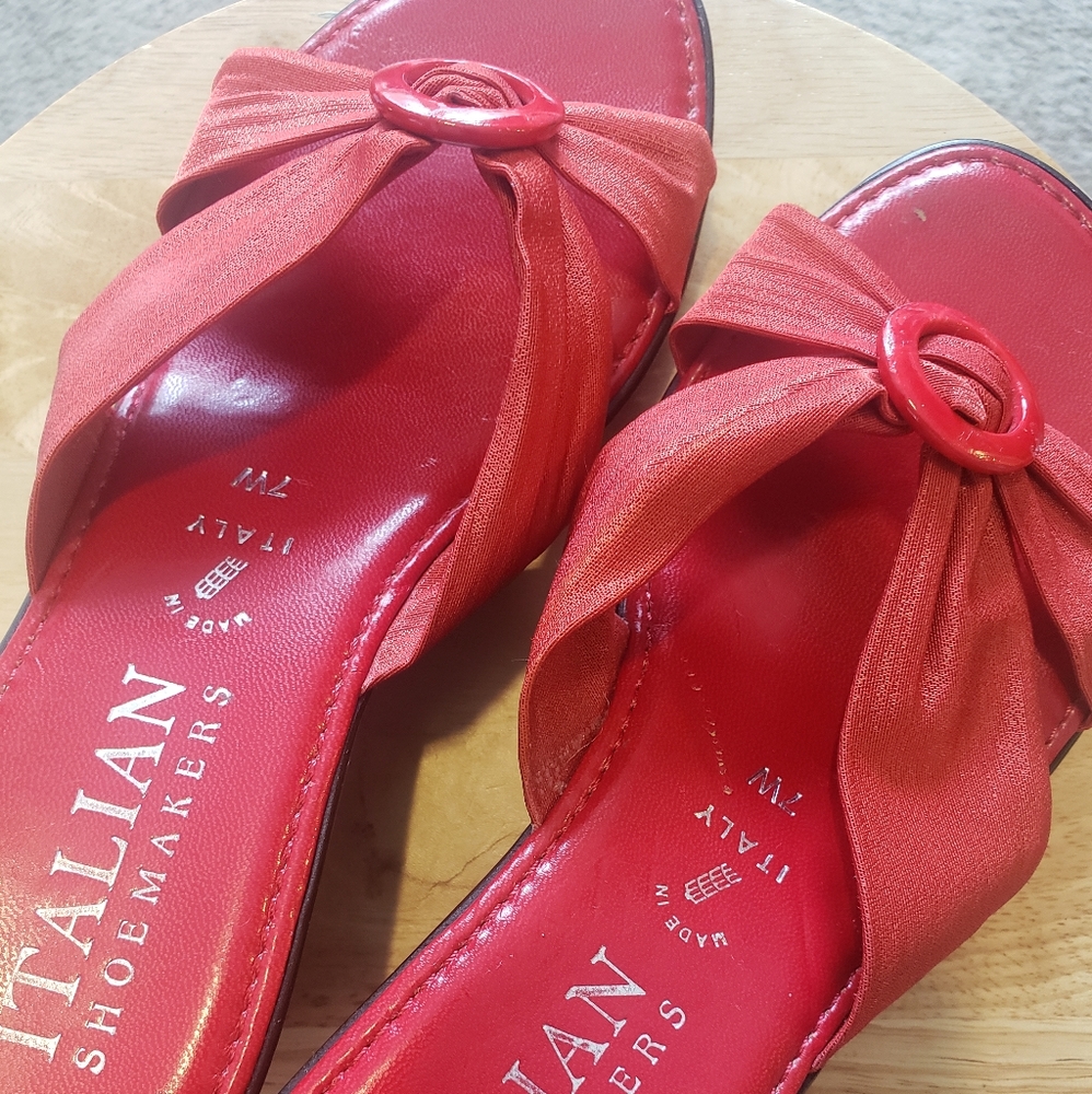 Red Italian Shoemakers Sandal wedges - Picture 4 of 7